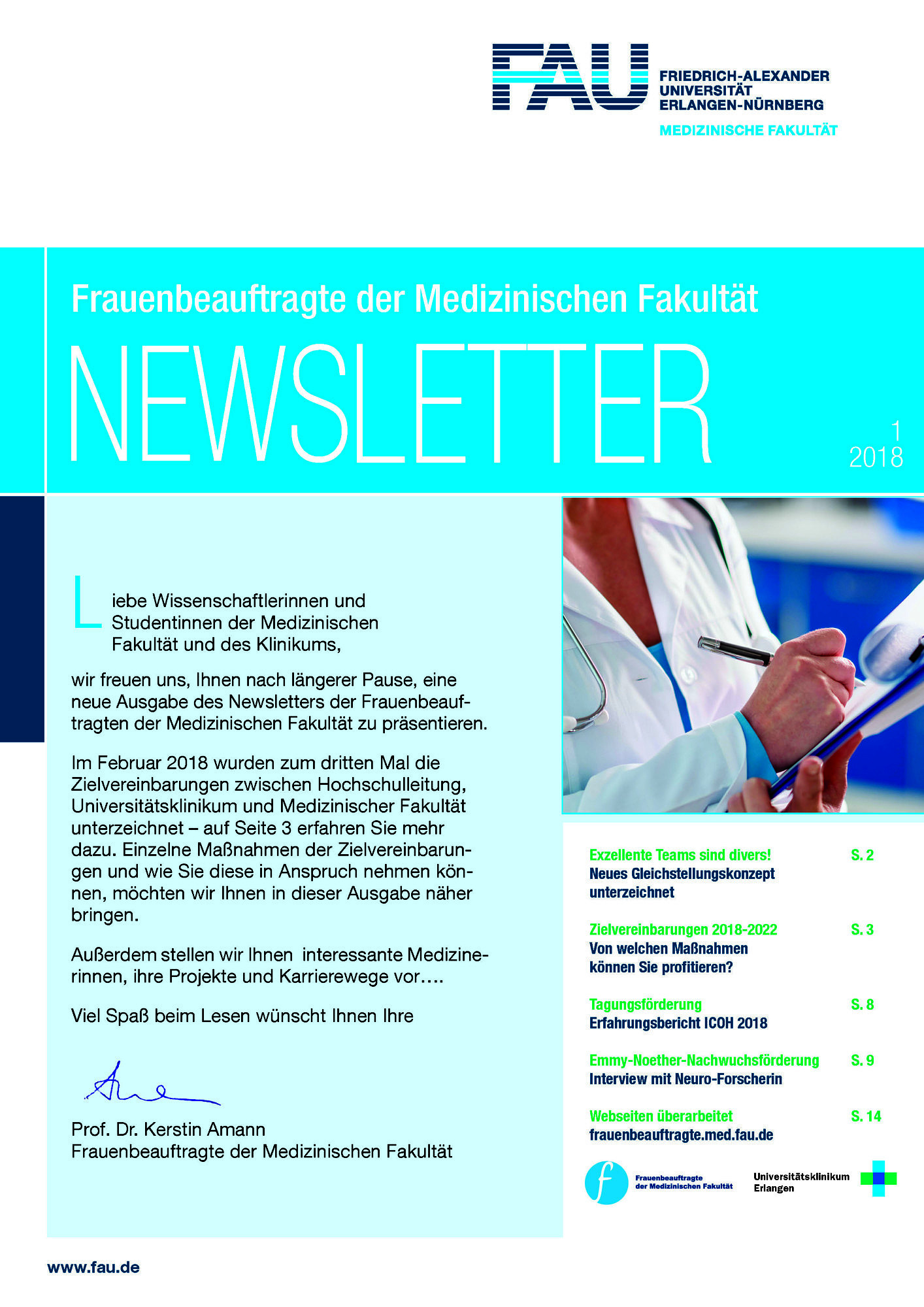 Zum Artikel "NEWSLETTER der Frauenbeauftragten der Medizinischen Fakultät"